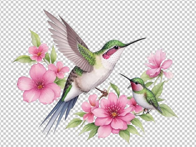 Es una acuarela floral de colibrí.