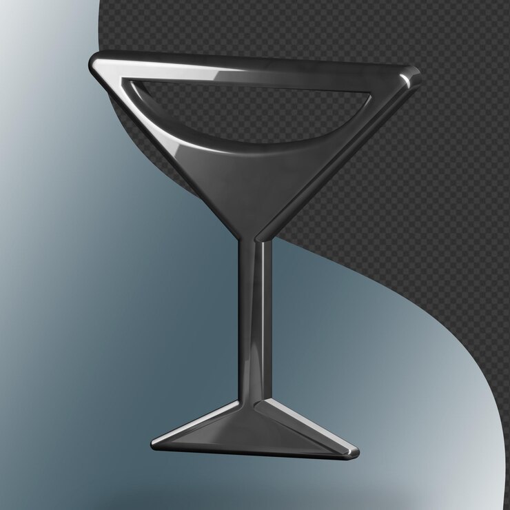 Este es un hermoso icono de bebida en 3D con una hermosa textura metálica