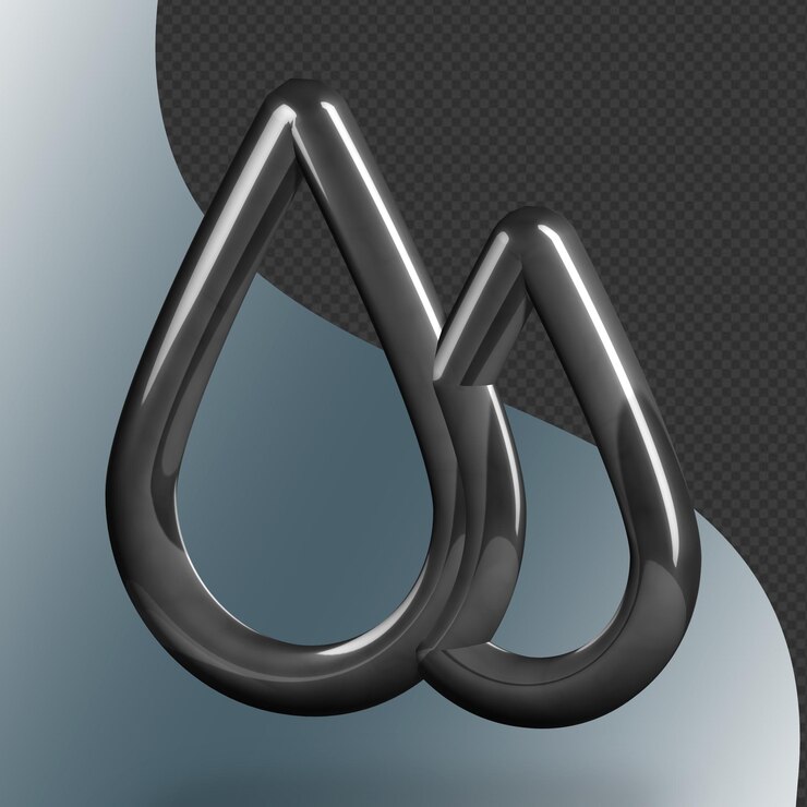 Este es un hermoso icono de gota 3D diseñado con una hermosa textura metálica