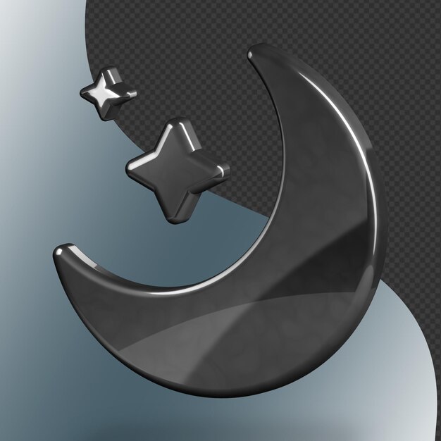 Este es un hermoso icono de luna en 3D con una hermosa textura metálica