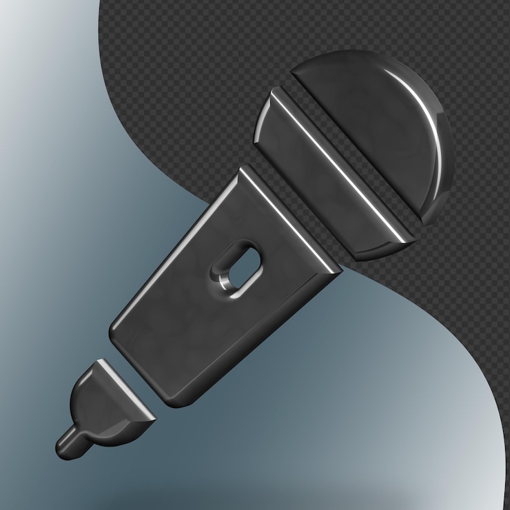 PSD este es un hermoso icono de micrófono 3d con una hermosa textura metálica