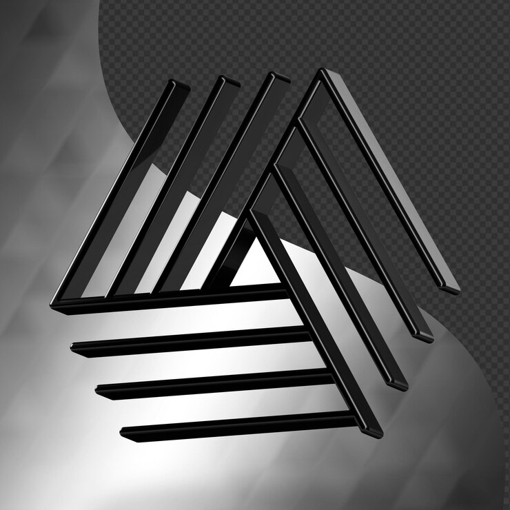 Este es un ícono abstracto 3D bellamente diseñado con una hermosa textura metálica