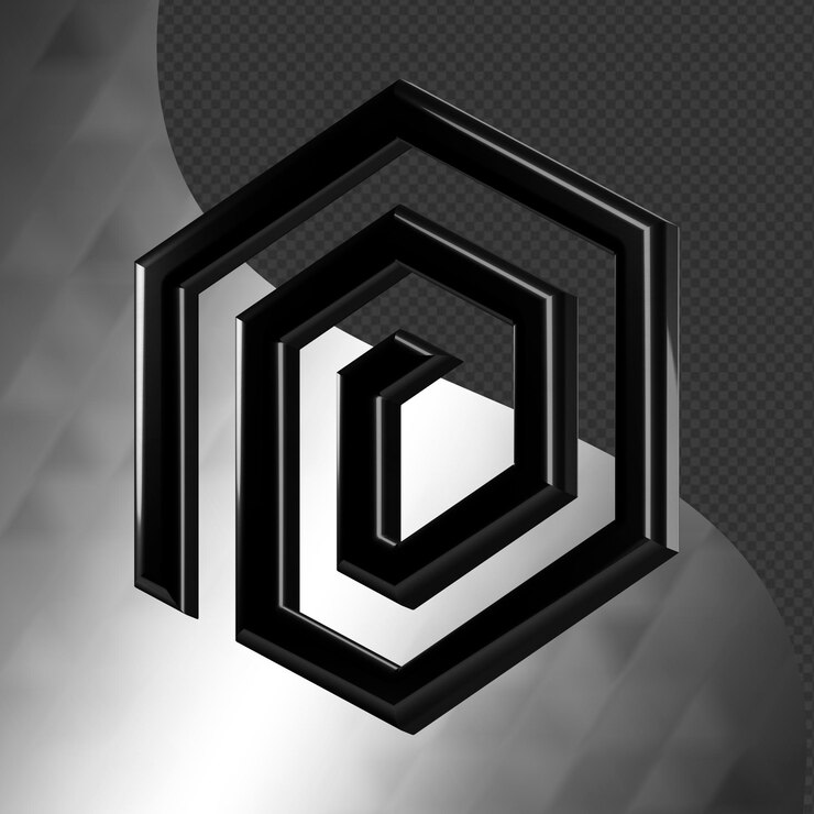 Este es un ícono abstracto 3D bellamente diseñado con una hermosa textura metálica