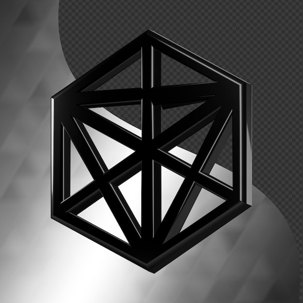 Este es un ícono abstracto 3D bellamente diseñado con una hermosa textura metálica