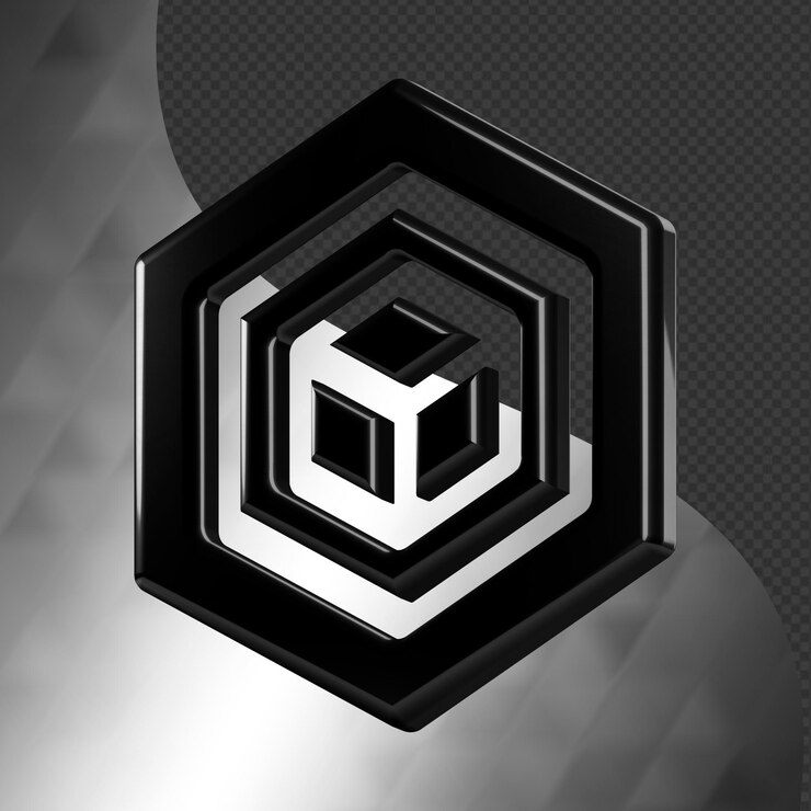 Este es un ícono abstracto 3D bellamente diseñado con una hermosa textura metálica