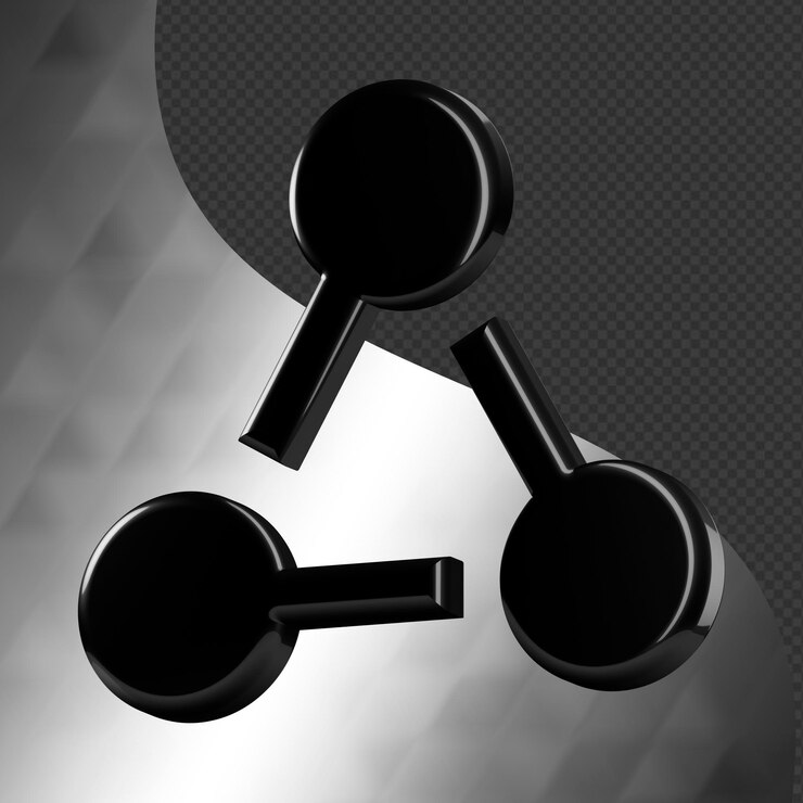 Este es un ícono abstracto 3D bellamente diseñado con una hermosa textura metálica