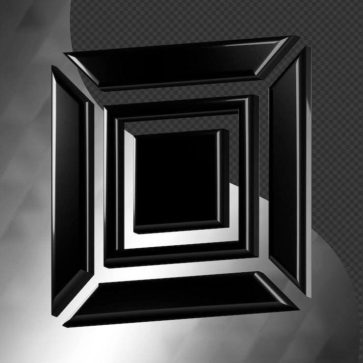 Este es un ícono abstracto 3D bellamente diseñado con una hermosa textura metálica