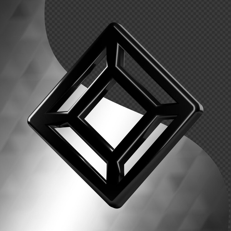 Este es un ícono abstracto 3D bellamente diseñado con una hermosa textura metálica