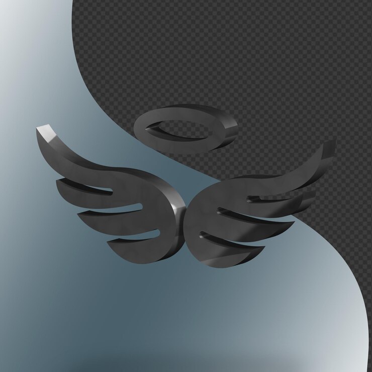 Este es un ícono de ángel 3D bellamente diseñado con una hermosa textura metálica