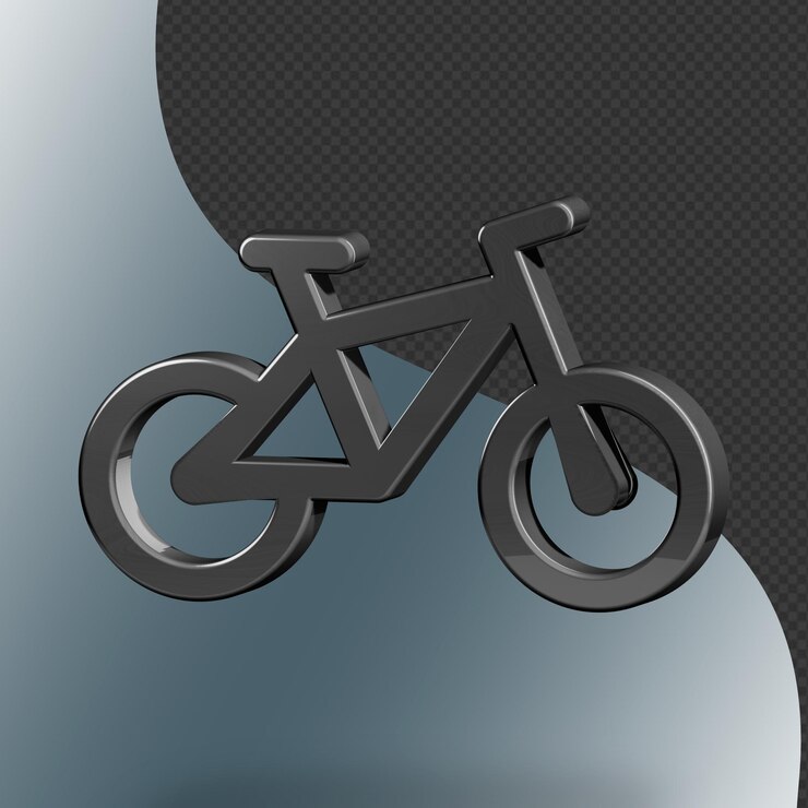Este es un ícono de bicicleta 3D bellamente diseñado con una hermosa textura metálica