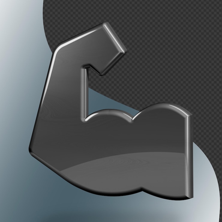 Este es un ícono de brazo 3D bellamente diseñado con una hermosa textura metálica