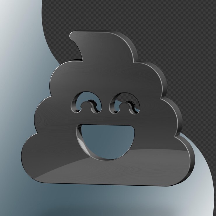 Este es un ícono de caca 3D bellamente diseñado con una hermosa textura metálica