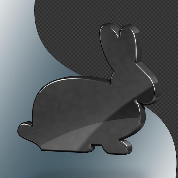 Este es un ícono de conejo 3D bellamente diseñado con una hermosa textura metálica
