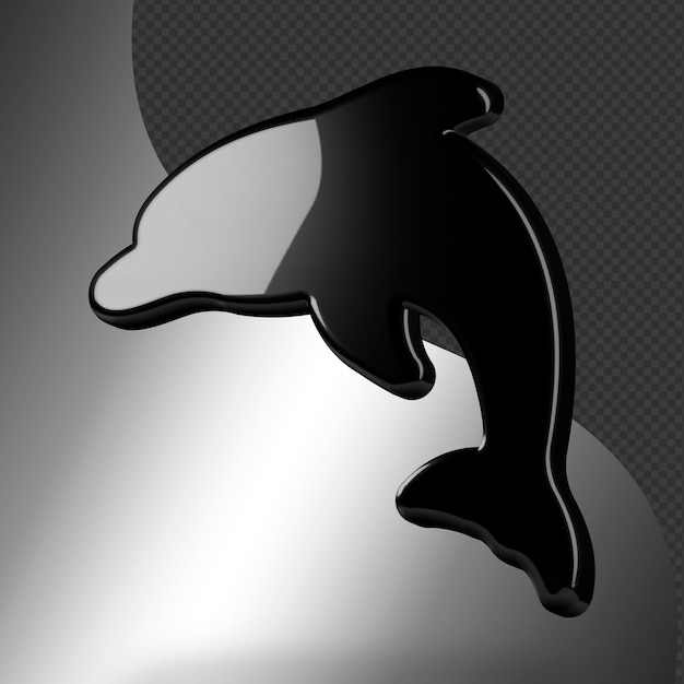 PSD este es un ícono de delfín 3d bellamente diseñado con una hermosa textura metálica