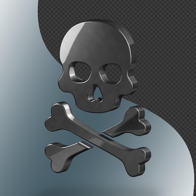 Este es un ícono de esqueleto 3d bellamente diseñado con una hermosa textura metálica