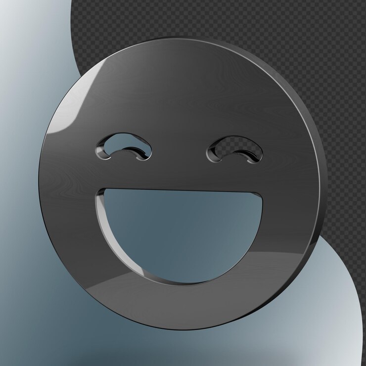 Este es un ícono feliz en 3D bellamente diseñado con una hermosa textura metálica