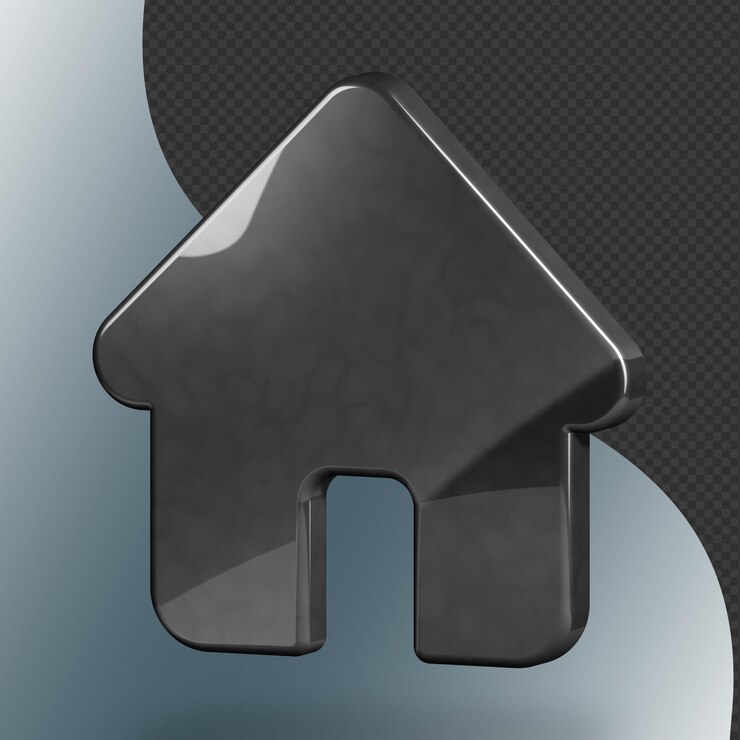 Este es un ícono de inicio en 3D bellamente diseñado con una hermosa textura metálica