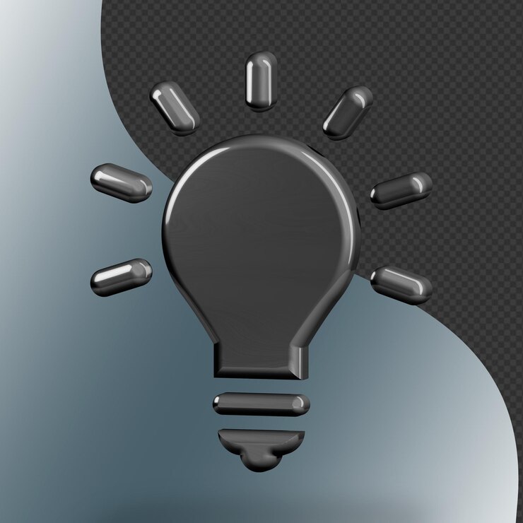 Este es un icono de lámpara 3D bellamente diseñado con una hermosa textura metálica