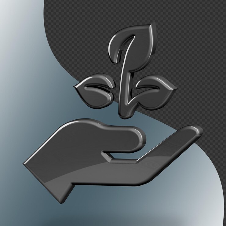 Este es un ícono de naturaleza 3D bellamente diseñado con una hermosa textura metálica