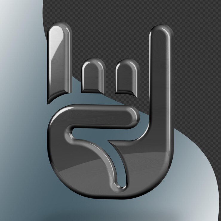 Este es un ícono de rock 3D bellamente diseñado con una hermosa textura metálica