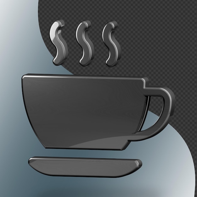 PSD este es un ícono de té en 3d bellamente diseñado con una hermosa textura metálica