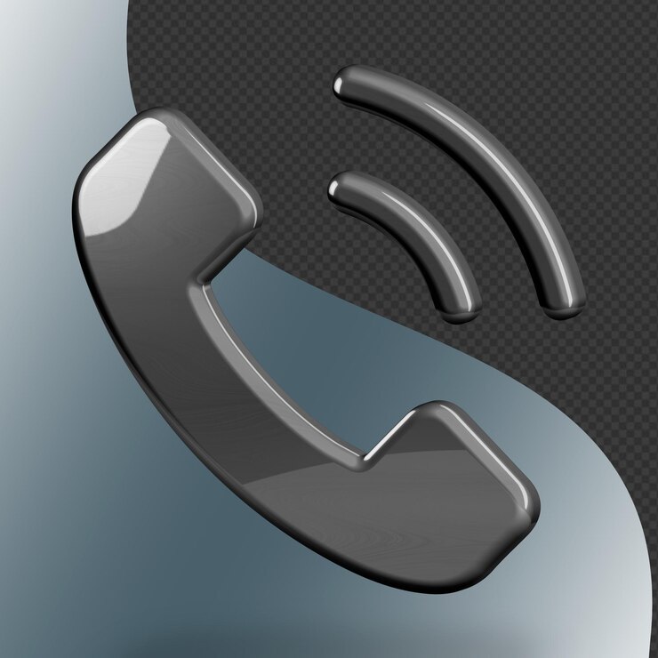 Este es un icono de teléfono 3D bellamente diseñado con una hermosa textura metálica