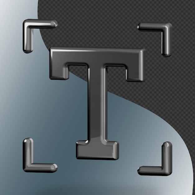Este es un ícono de texto 3D bellamente diseñado con una hermosa textura metálica