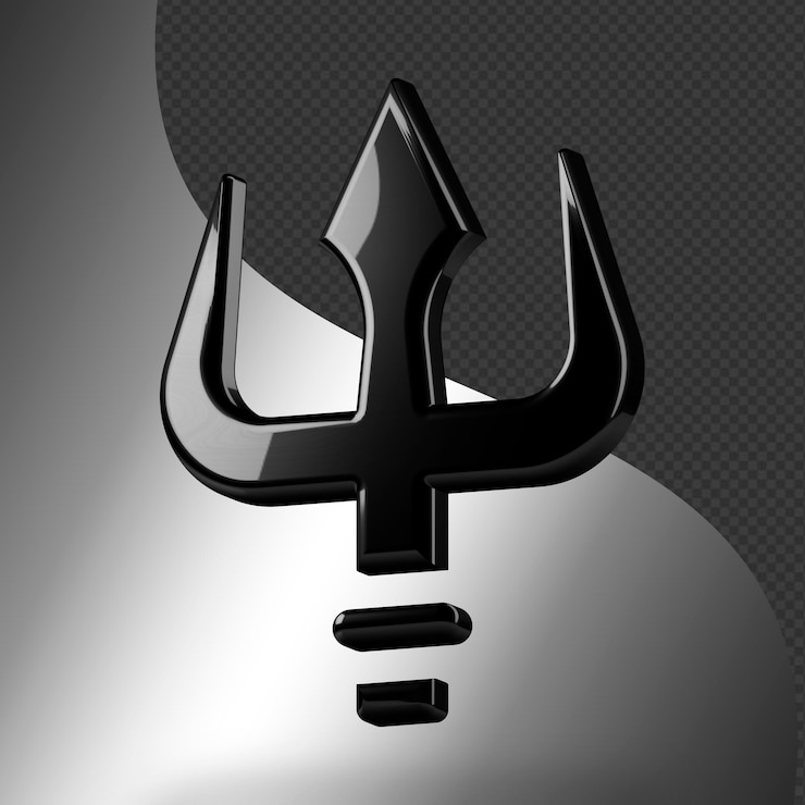 Este es un ícono de tridente 3D bellamente diseñado con una hermosa textura metálica
