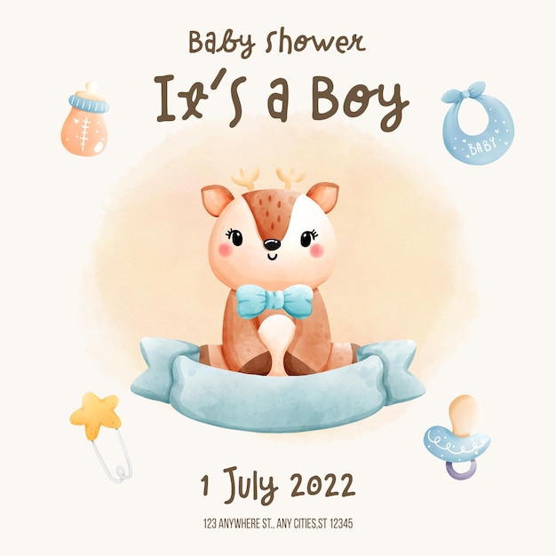 Es ist eine Einladungsvorlage für Jungen-Babyparty-Babys