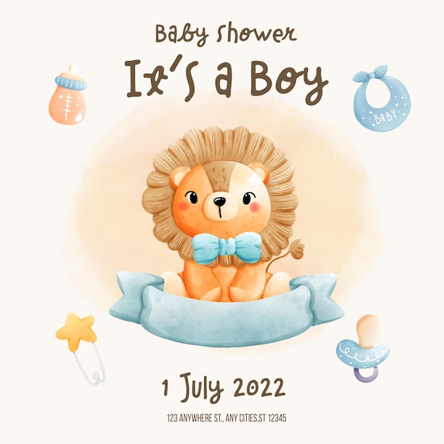 Es ist eine Einladungsvorlage für Jungen-Babyparty-Babys