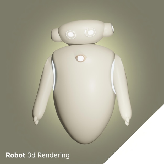 Es wird ein 3D-Rendering eines Roboters mit weißem Hintergrund angezeigt.