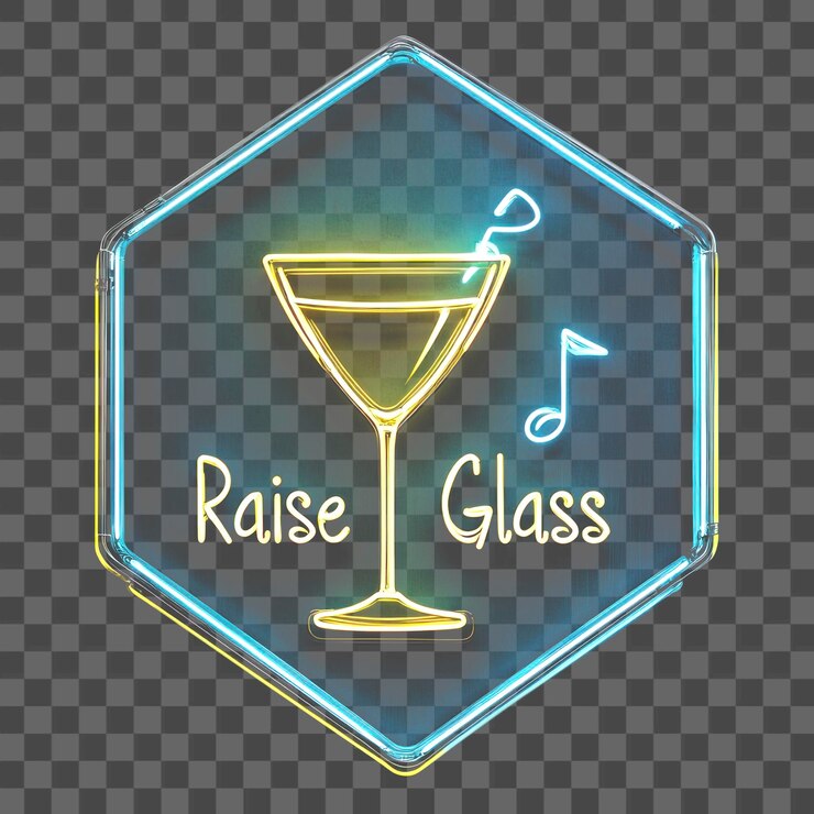 PSD esagono di celebrazione al neon in vetro png