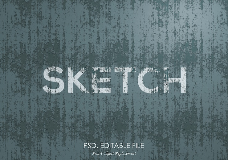 PSD esboçar a maquete de efeito de texto de textura