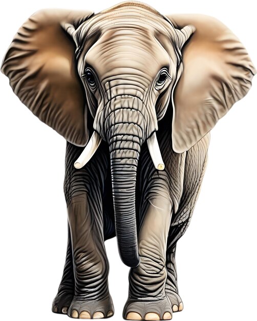 PSD esboço a lápis colorido de um elefante africano