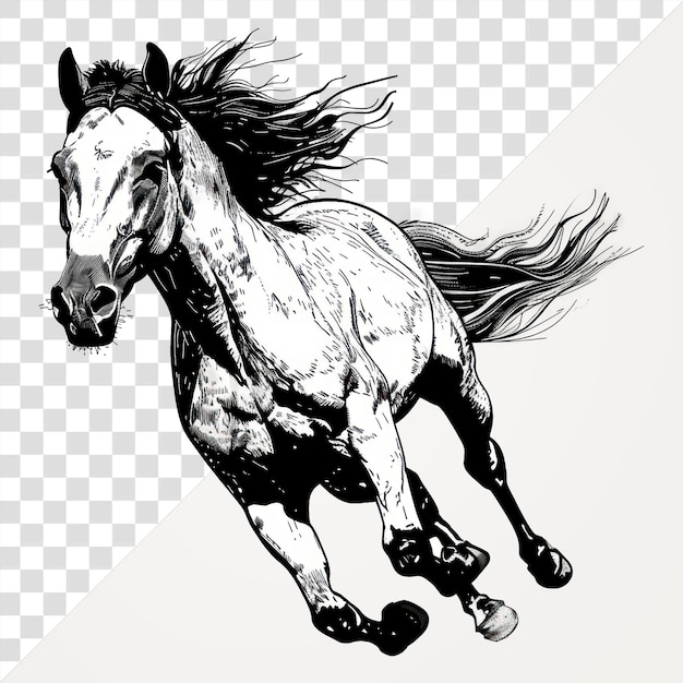 Esboço de desenho ilustrado de cavalos PNG