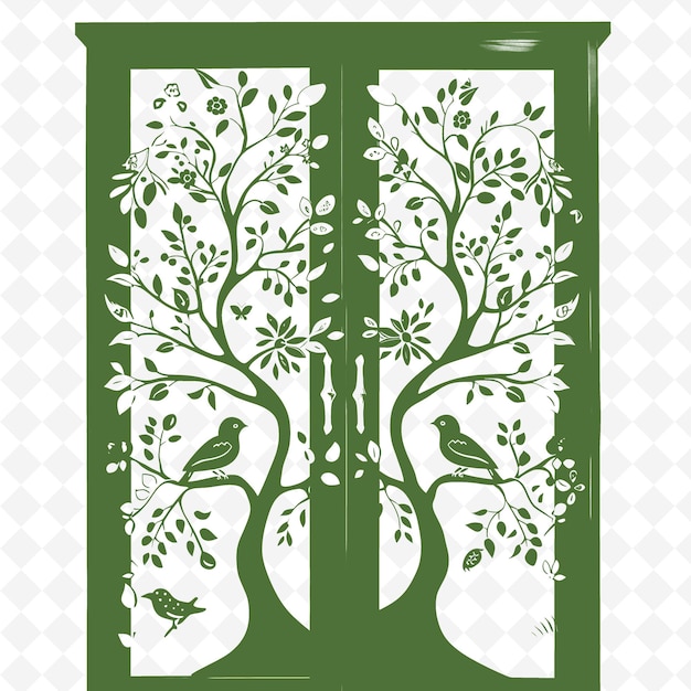 PSD esboço de guarda-roupa caprichoso com design da árvore da vida e coleção de motivos de decoração de ilustração bir