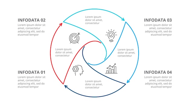 Esboço de modelo de design de círculo infográfico Visualização de dados de negócios com 4 opções ou etapas