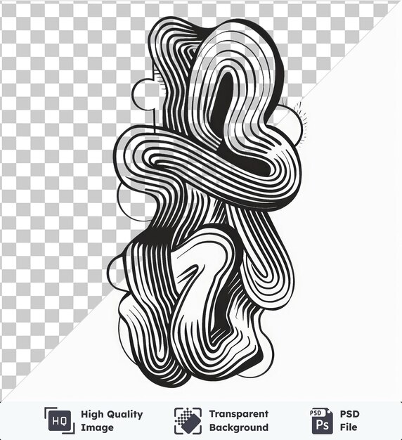 PSD esboço de símbolo vetorial de arte de linha abstrata em preto e branco de uma cabeça
