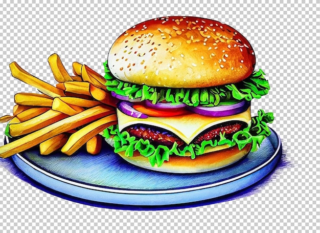 PSD esbozo de una hamburguesa en 3d