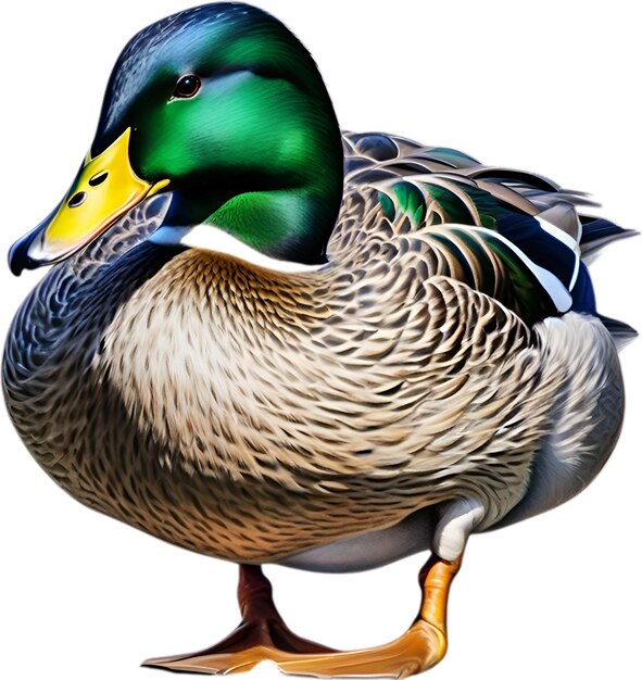 PSD esbozo de lápiz de color de mallard anas platyrhynchos en primer plano