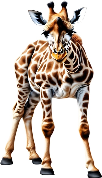 PSD esbozo a lápiz de colores de una jirafa