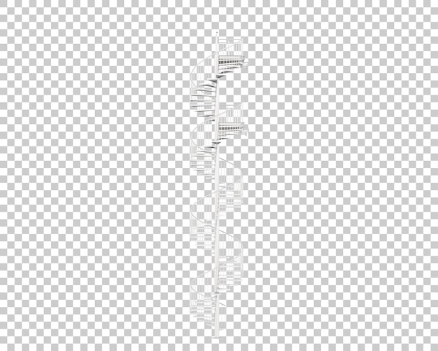Escada em espiral isolada na ilustração de renderização 3d de fundo transparente