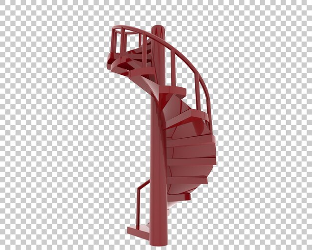 Escada em espiral isolada na ilustração de renderização 3d de fundo transparente