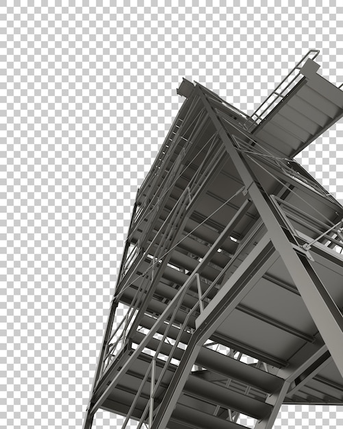 PSD escadaria exterior industrial na ilustração de renderização 3d de fundo transparente