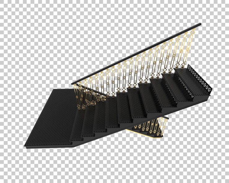 PSD escadas interiores isoladas em fundo transparente ilustração de renderização 3d