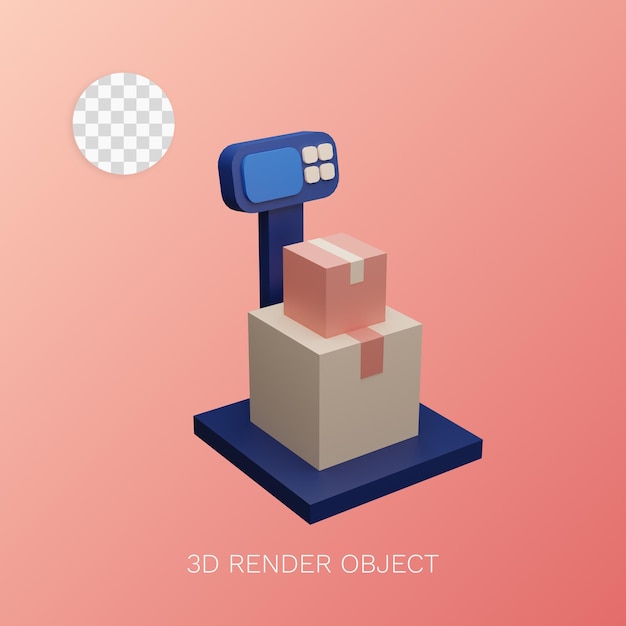 Escala de bienes de objetos de ilustración 3D Se puede utilizar para web, aplicaciones, gráficos de información, etc.