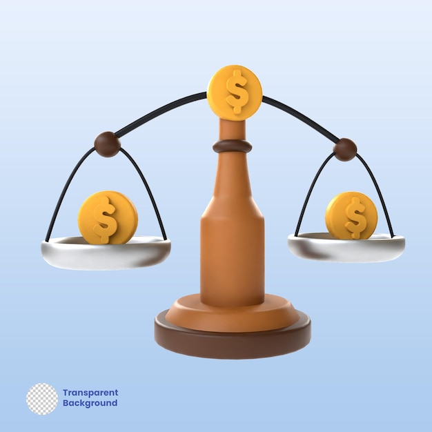 Una escala con dos monedas de oro y las palabras fondo transparente en la parte inferior.