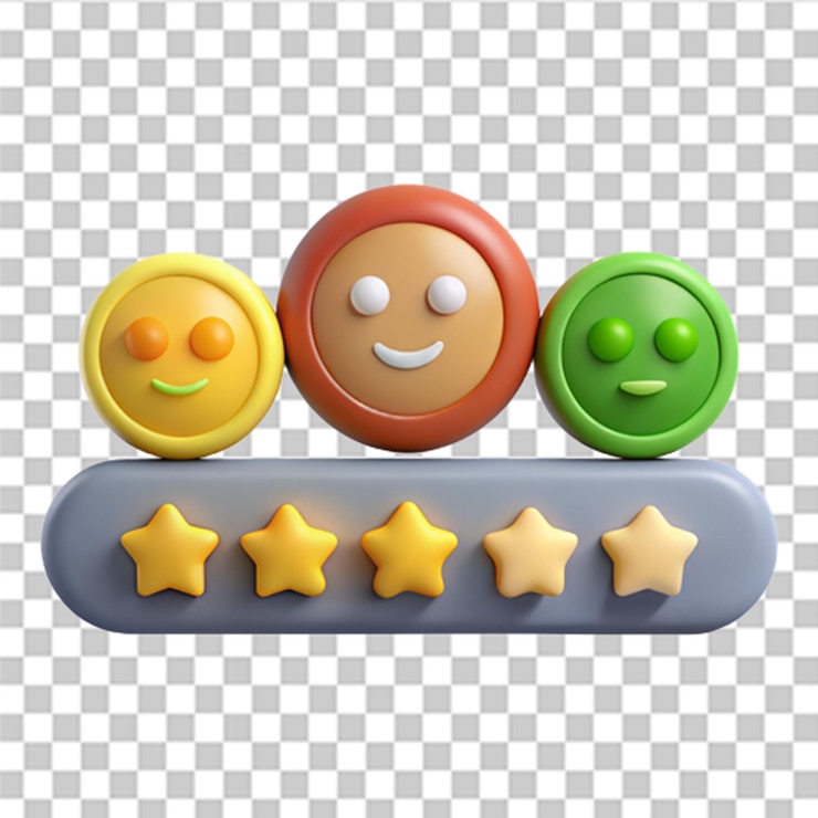 PSD escala de emociones de retroalimentación 3d comentarios con buena y mala calificación comentarios en forma de emociones comentarios de clientes excelente bueno normal malo terrible vector moderno en estilo 3d