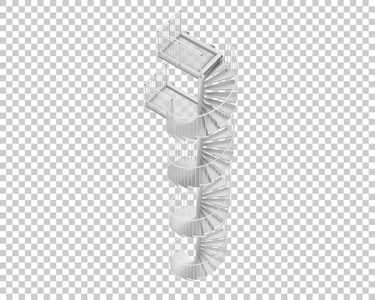 PSD escalera de caracol aislada sobre fondo transparente ilustración de renderizado 3d