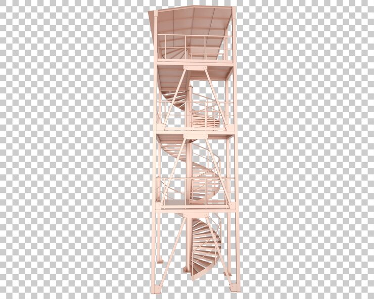 PSD escalera de caracol aislada sobre fondo transparente ilustración de renderizado 3d